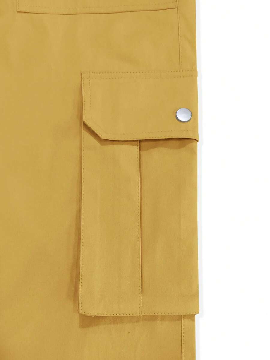 Pantalon cargo décontracté coupe ample avec rabat et poches utilitaires latérales