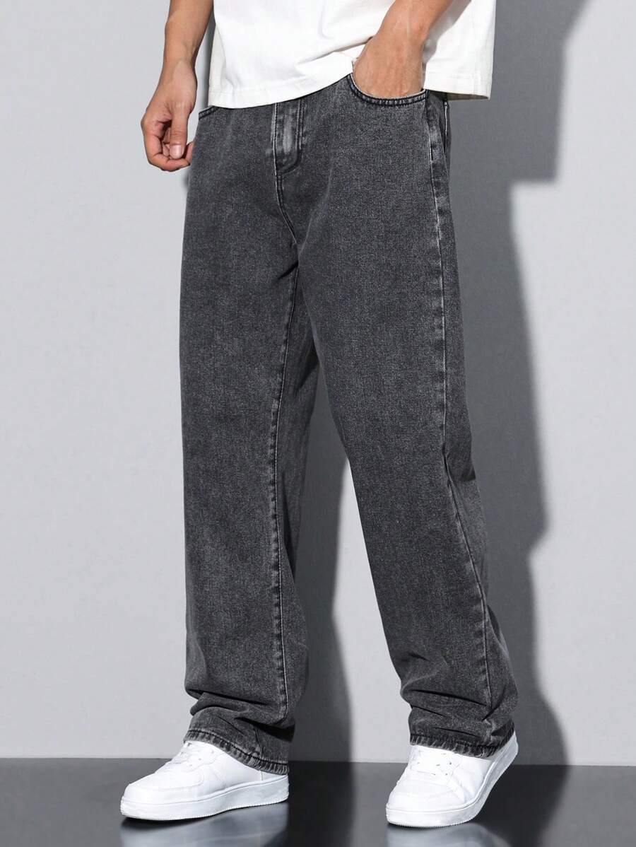 Pantalon ample droit pour homme – Denim décontracté à jambe large