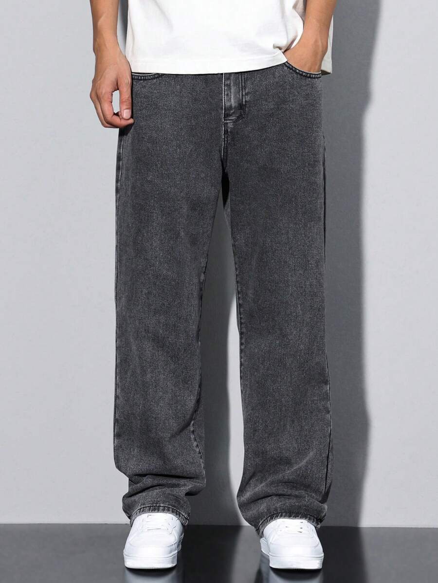 Pantalon ample droit pour homme – Denim décontracté à jambe large