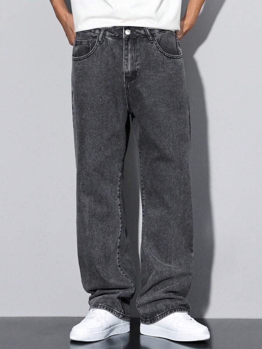 Pantalon ample droit pour homme – Denim décontracté à jambe large