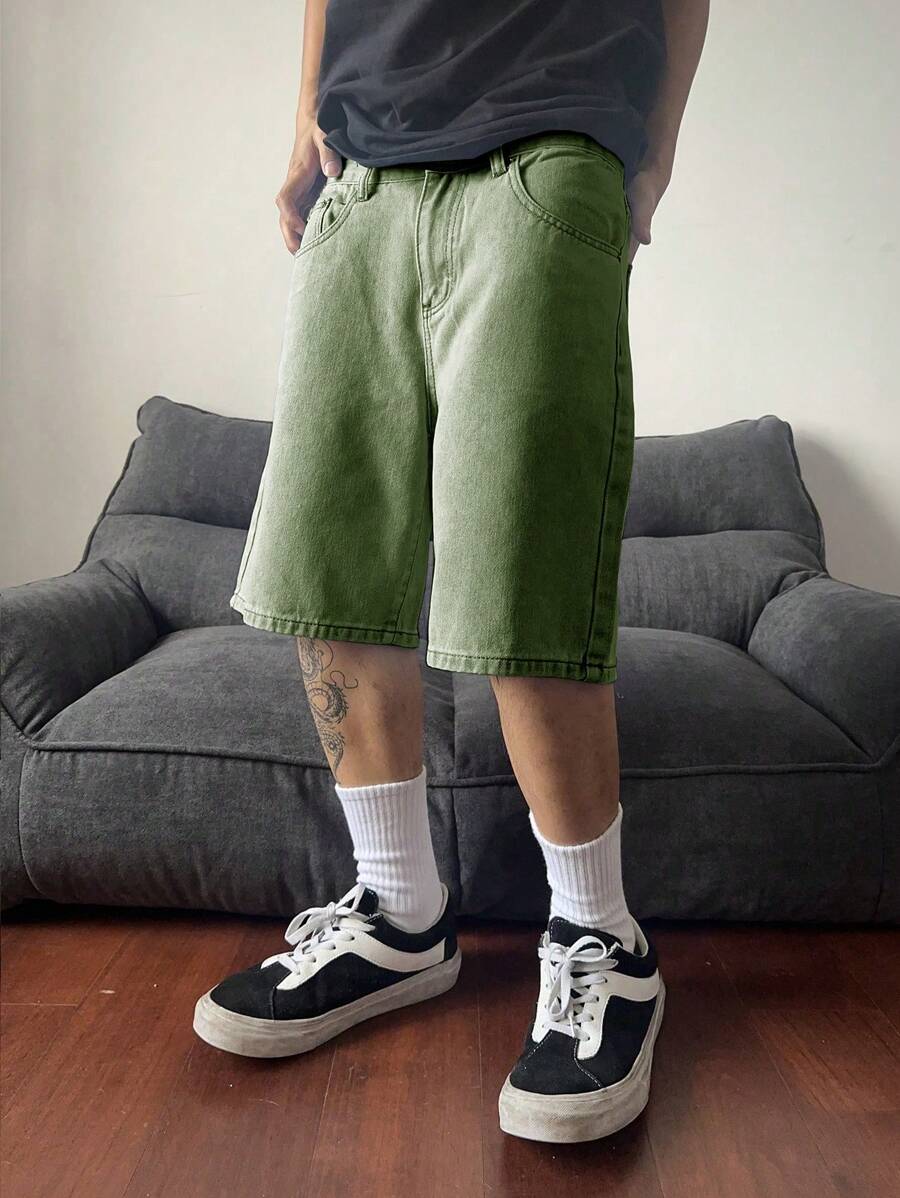 Bermuda large avec détails de boutons et de poches pour homme