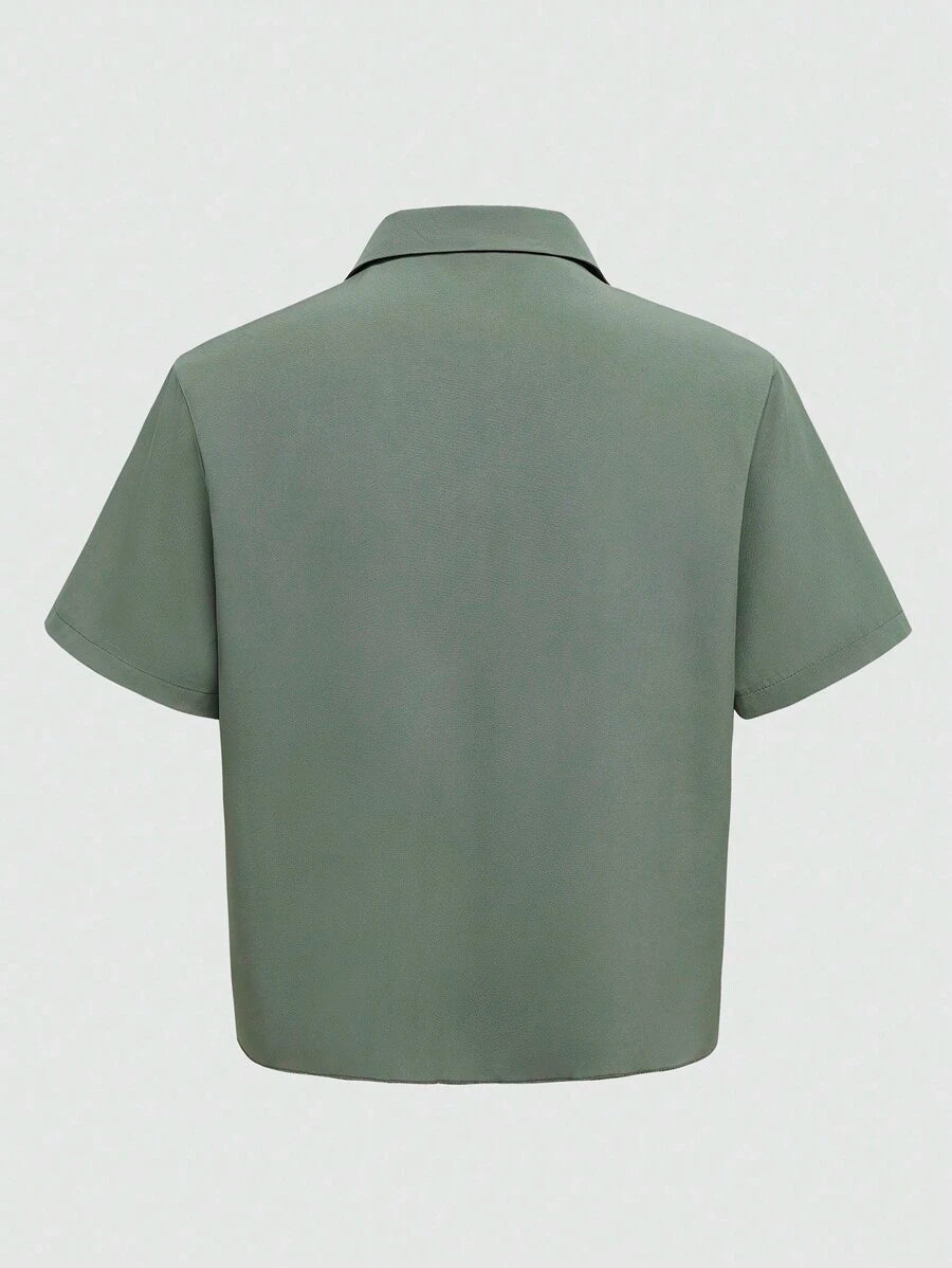 Chemise jacquard ample à manches courtes pour homme - Décontracté et urbain