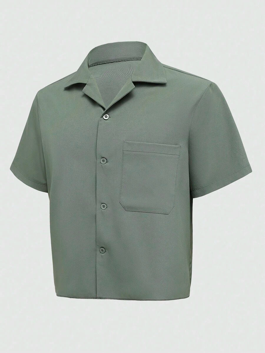Chemise jacquard ample à manches courtes pour homme - Décontracté et urbain