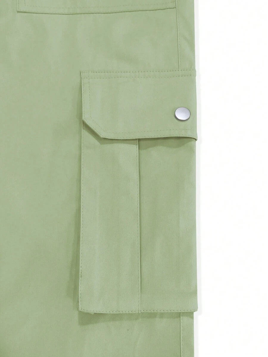 Pantalon cargo décontracté coupe ample avec rabat et poches utilitaires latérales