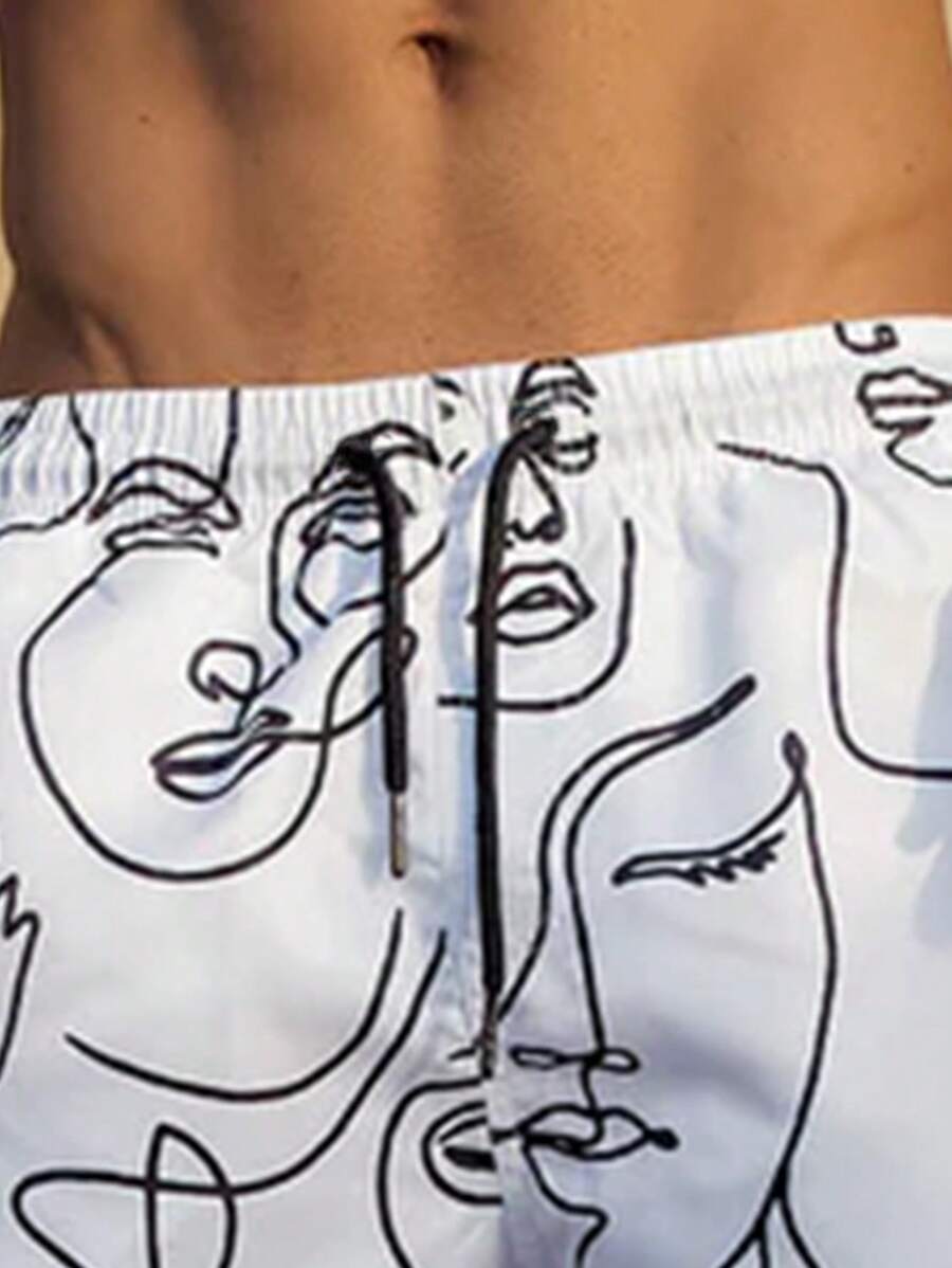 Short décontracté à taille élastique avec imprimé graffiti, tenue quotidienne pour homme