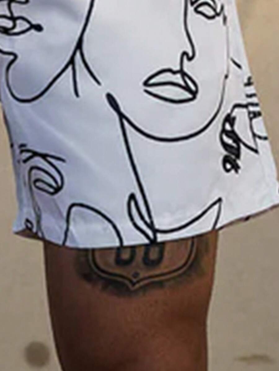 Short décontracté à taille élastique avec imprimé graffiti, tenue quotidienne pour homme