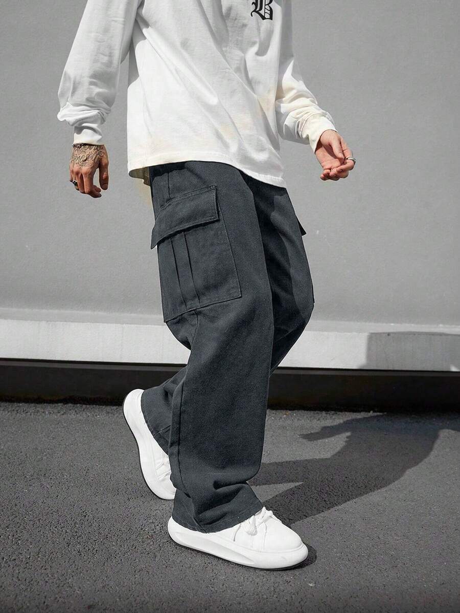Pantalon cargo décontracté streetwear multi-poches pour homme