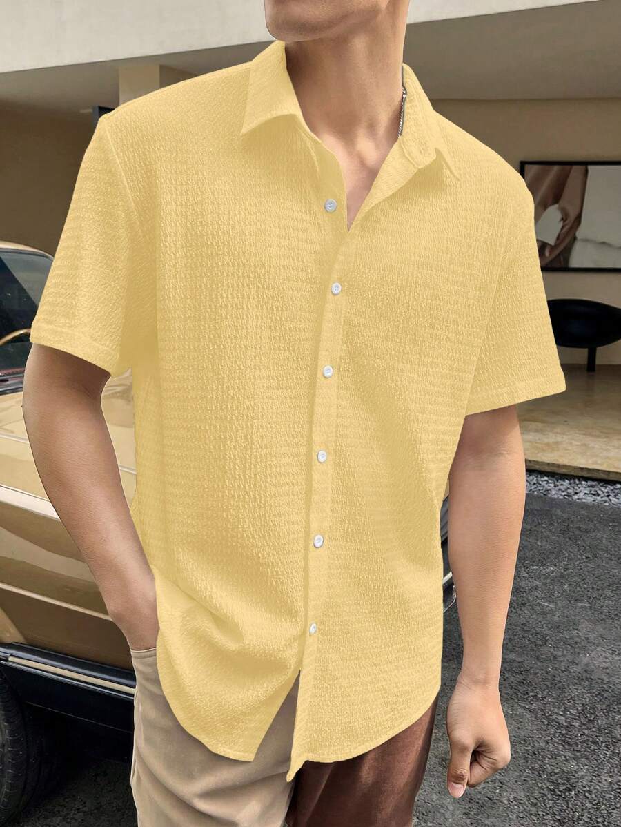 Chemise boutonnée à épaules tombantes coupe régulière pour homme