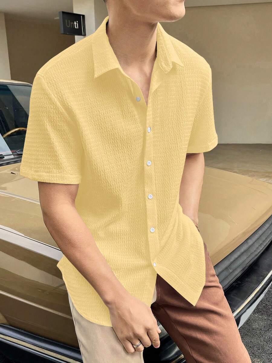 Chemise boutonnée à épaules tombantes coupe régulière pour homme