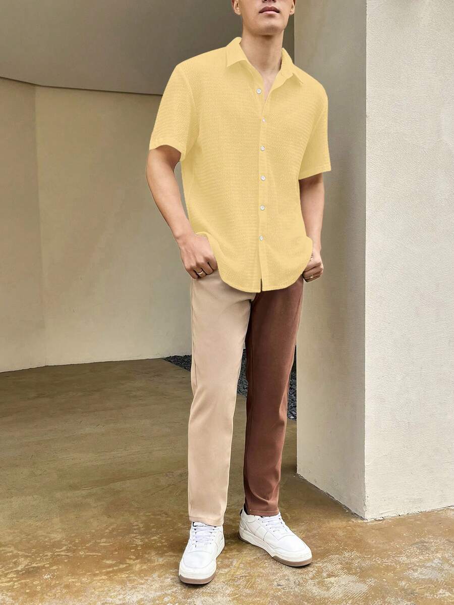 Chemise boutonnée à épaules tombantes coupe régulière pour homme