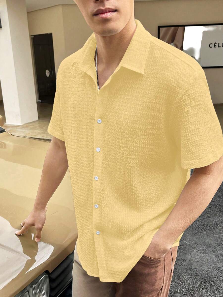 Chemise boutonnée à épaules tombantes coupe régulière pour homme