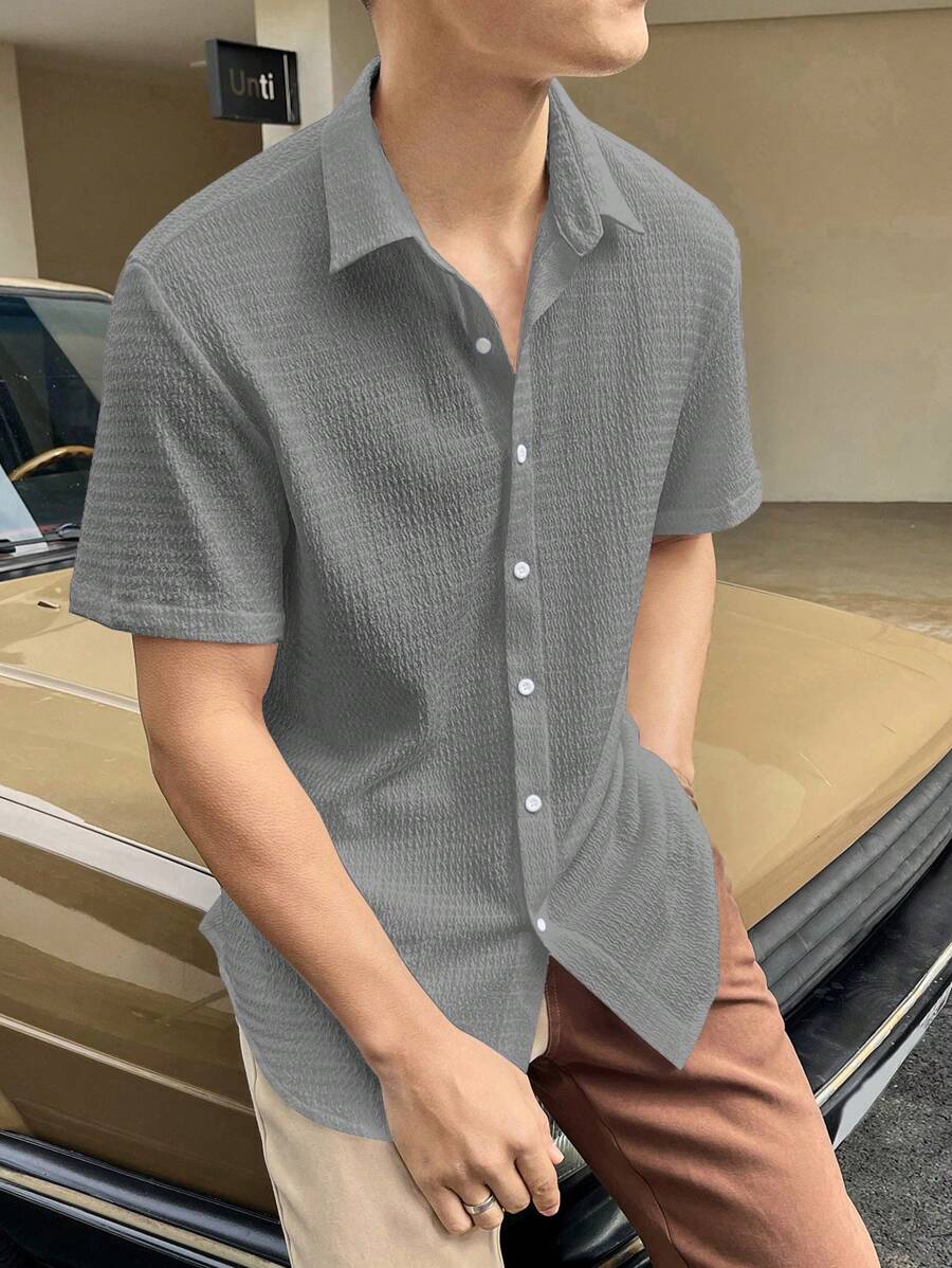 Chemise boutonnée à épaules tombantes coupe régulière pour homme