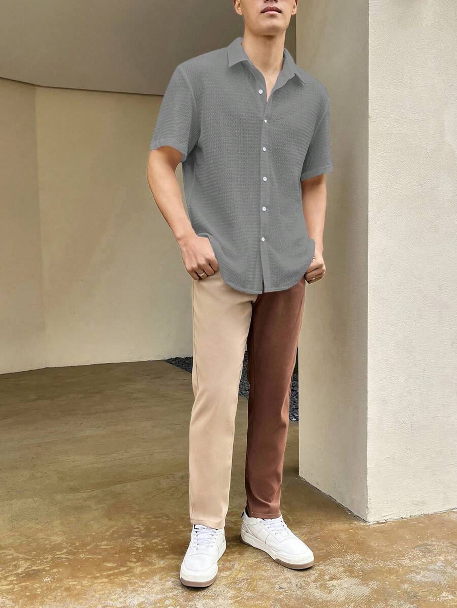 Chemise boutonnée à épaules tombantes coupe régulière pour homme