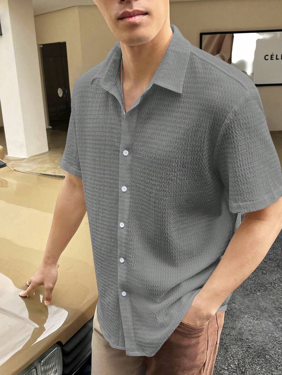Chemise boutonnée à épaules tombantes coupe régulière pour homme