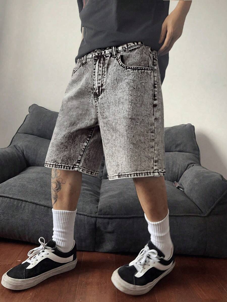 Bermuda large avec détails de boutons et de poches pour homme