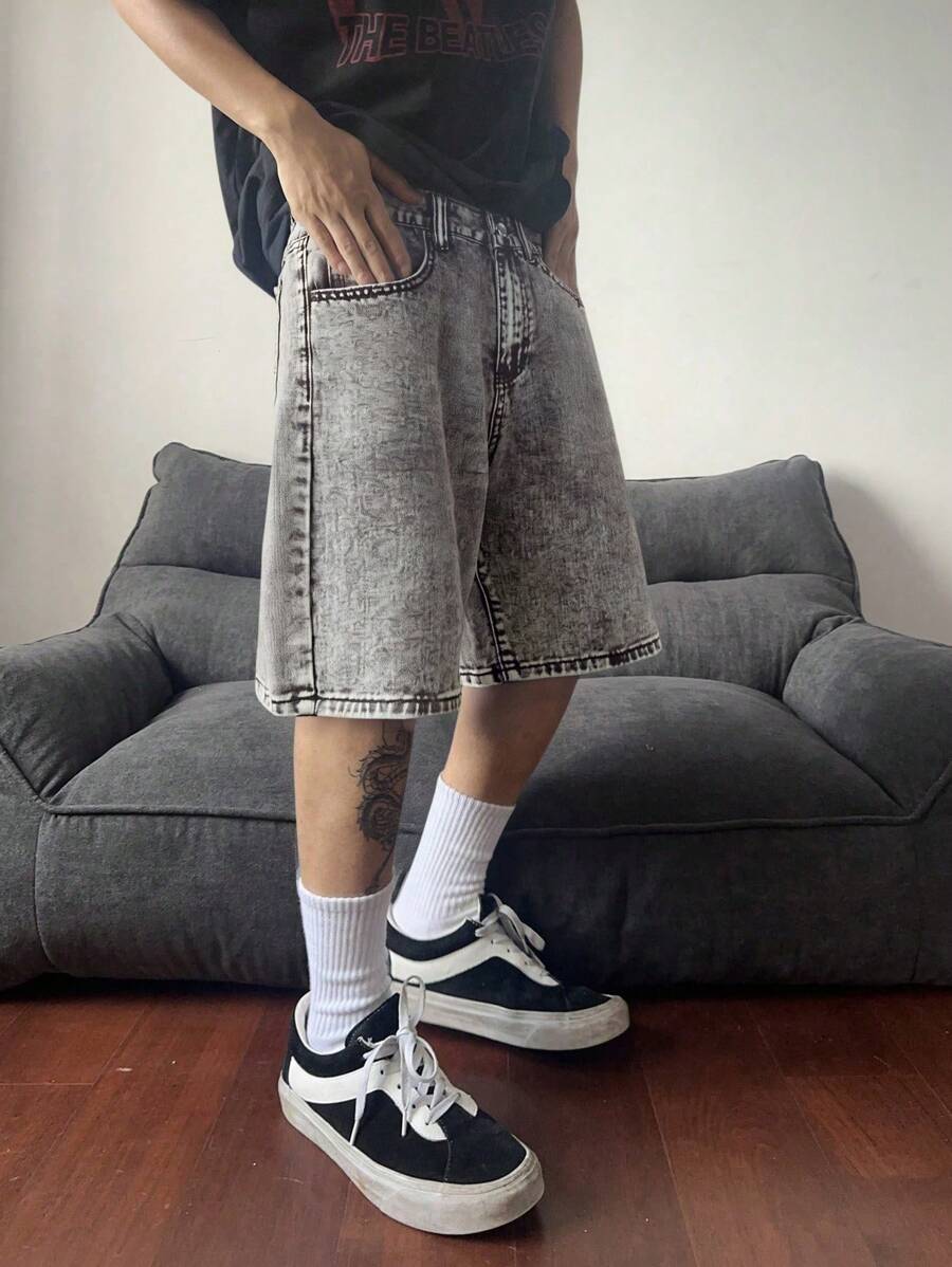 Bermuda large avec détails de boutons et de poches pour homme