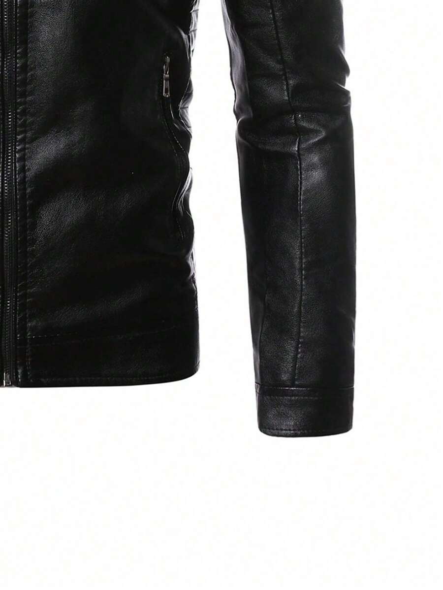 Veste de élégante en cuir synthétique pour homme – Fermeture éclair centrale