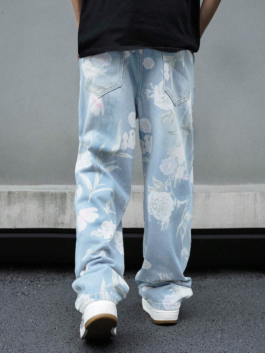 Pantalon ample simple à imprimé floral pour homme – Usage quotidien