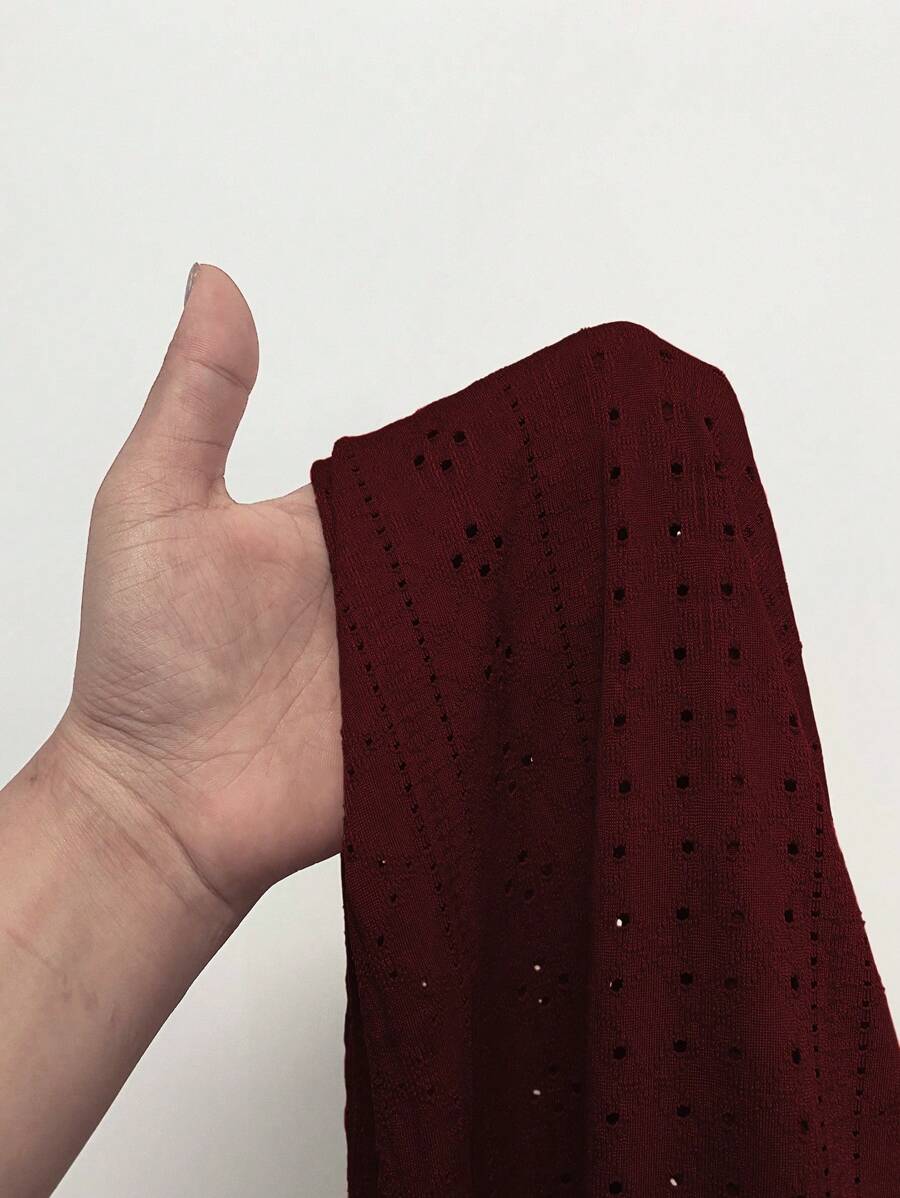 Chemise jacquard texturée au crochet pour homme - Tricot géométrique décontracté
