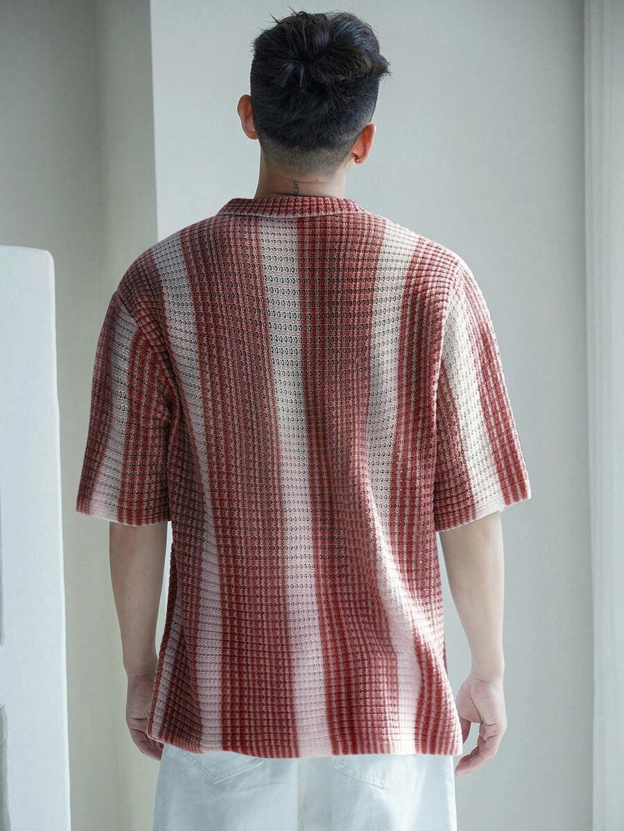 Chemises décontractées à rayures et boutons au crochet - haut d'été pour hommes