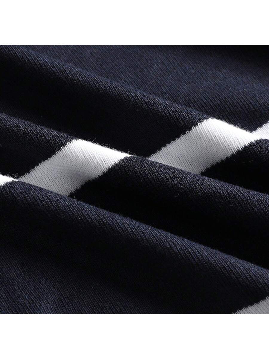 Chemise rayée légère en tricot à manches courtes, décontractée et tendance