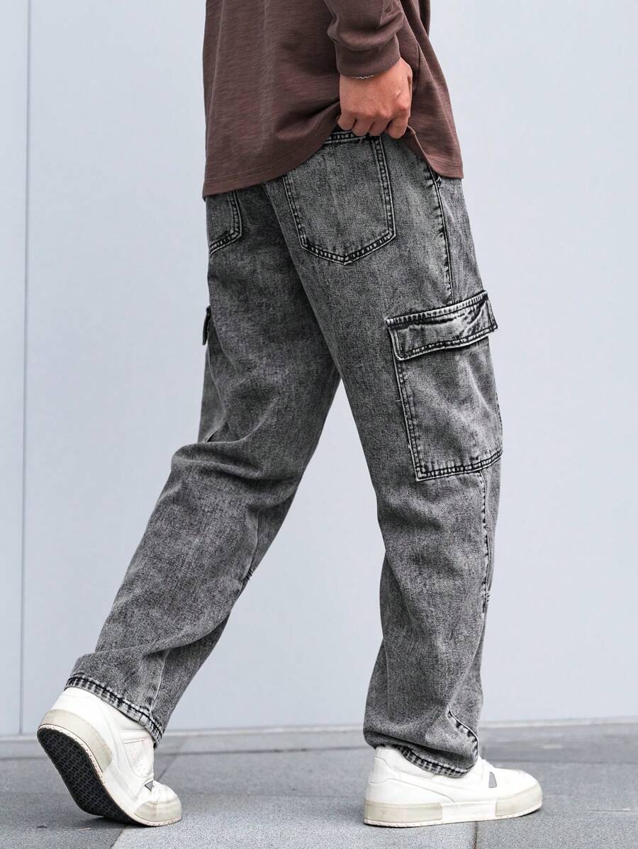 Pantalon cargo coupe ample avec cordon de serrage à la taille pour homme