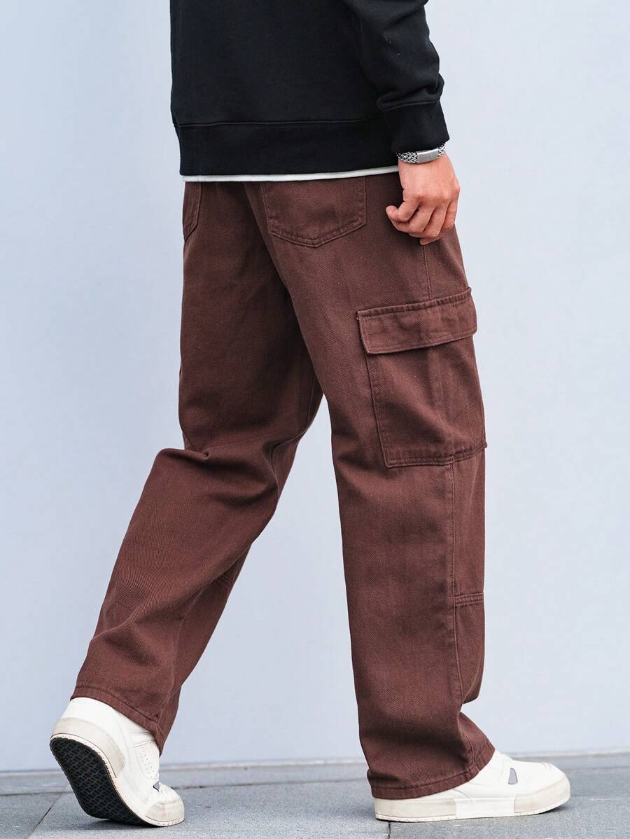 Pantalon cargo coupe ample avec cordon de serrage à la taille pour homme