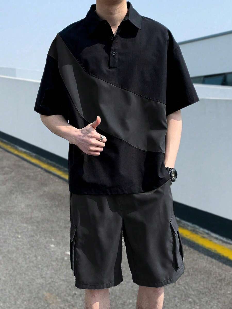 Deux ensemble utilitaire urbain chemise streetwear et short cargo