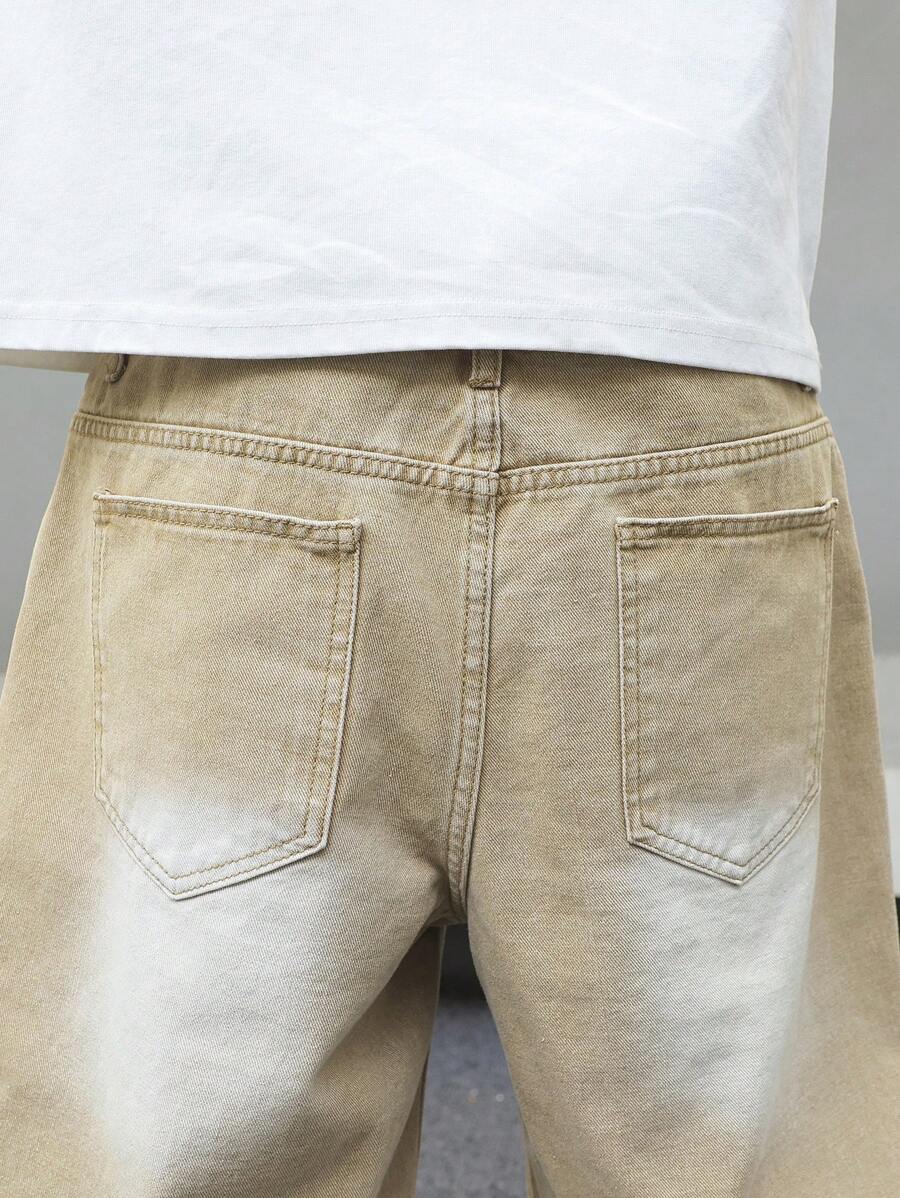 Jorts denim à franges effet usé streetwear casual tendance pour homme