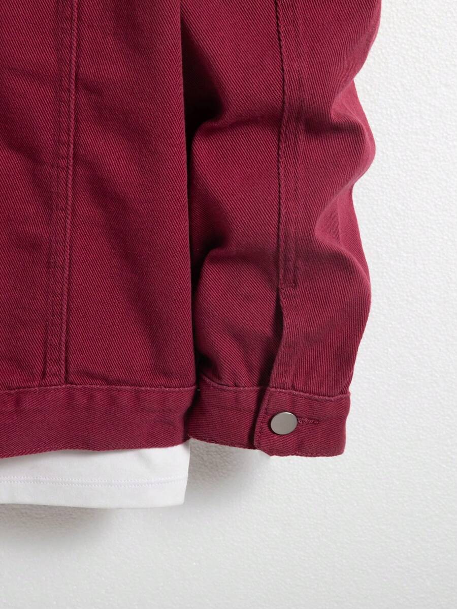 Chemise en jean décontractée unie avec poche à rabat pour homme