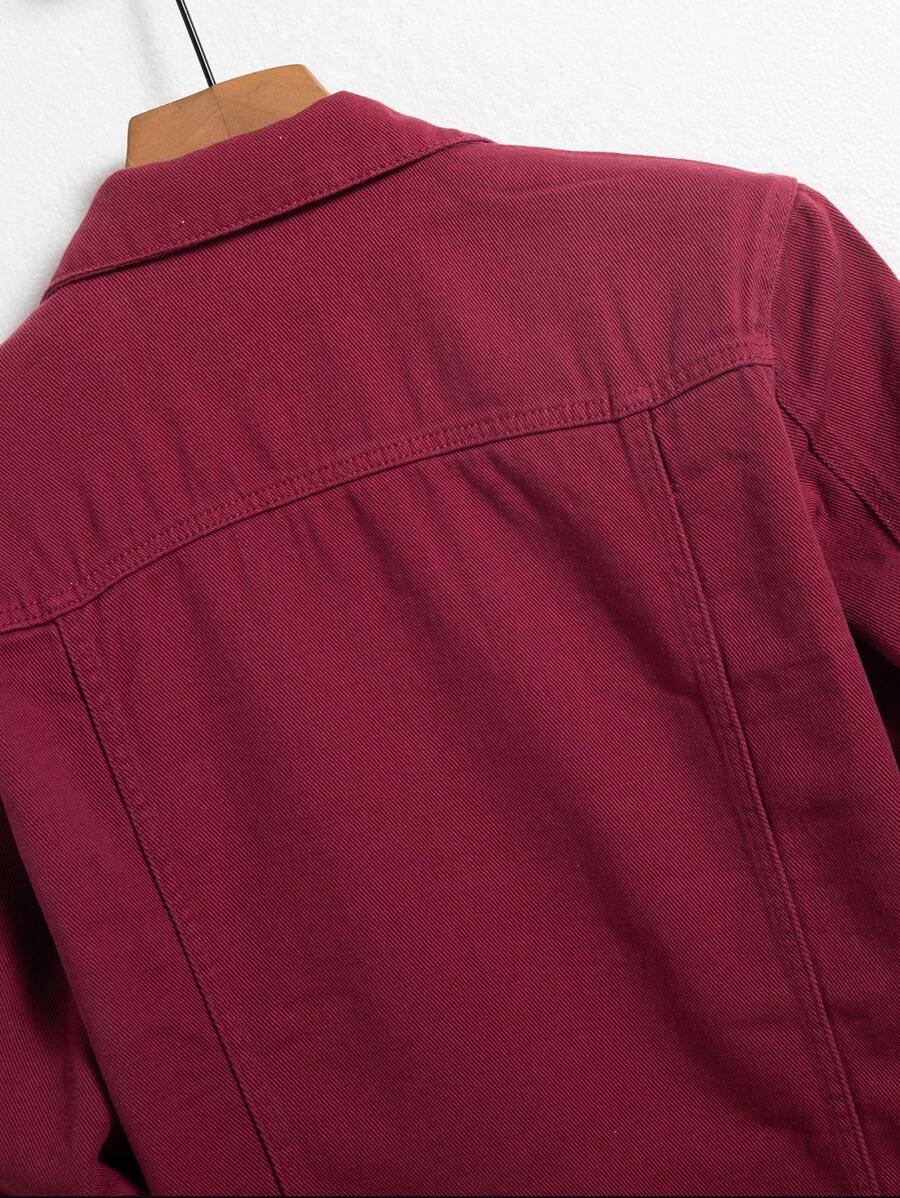 Chemise en jean décontractée unie avec poche à rabat pour homme