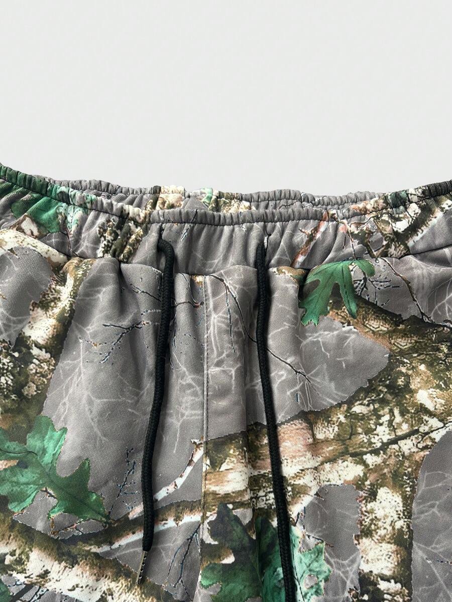 Pantalon de survêtement coupe droite, décontracté et à imprimé intégral