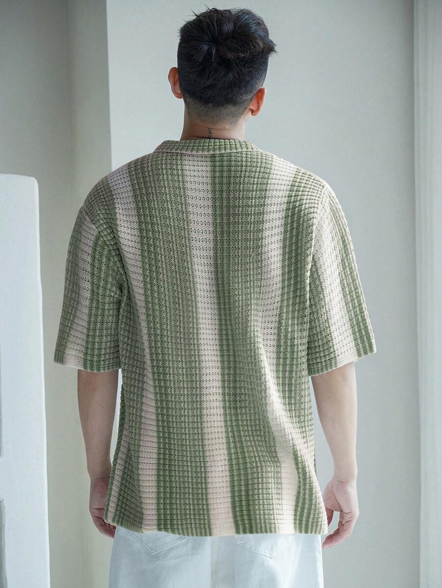 Chemises décontractées à rayures et boutons au crochet - haut d'été pour hommes