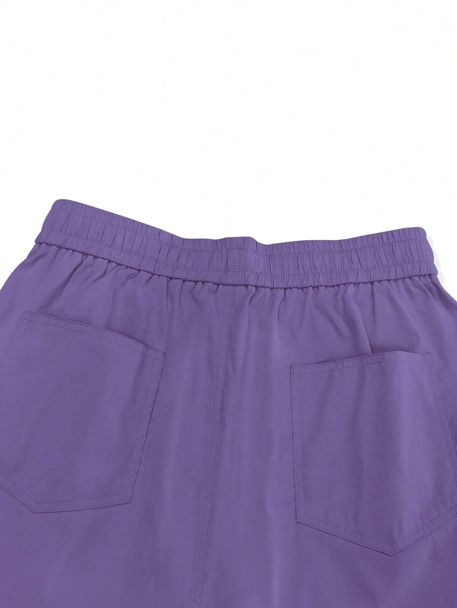 Pantalon cargo décontracté coupe ample avec rabat et poches utilitaires latérales