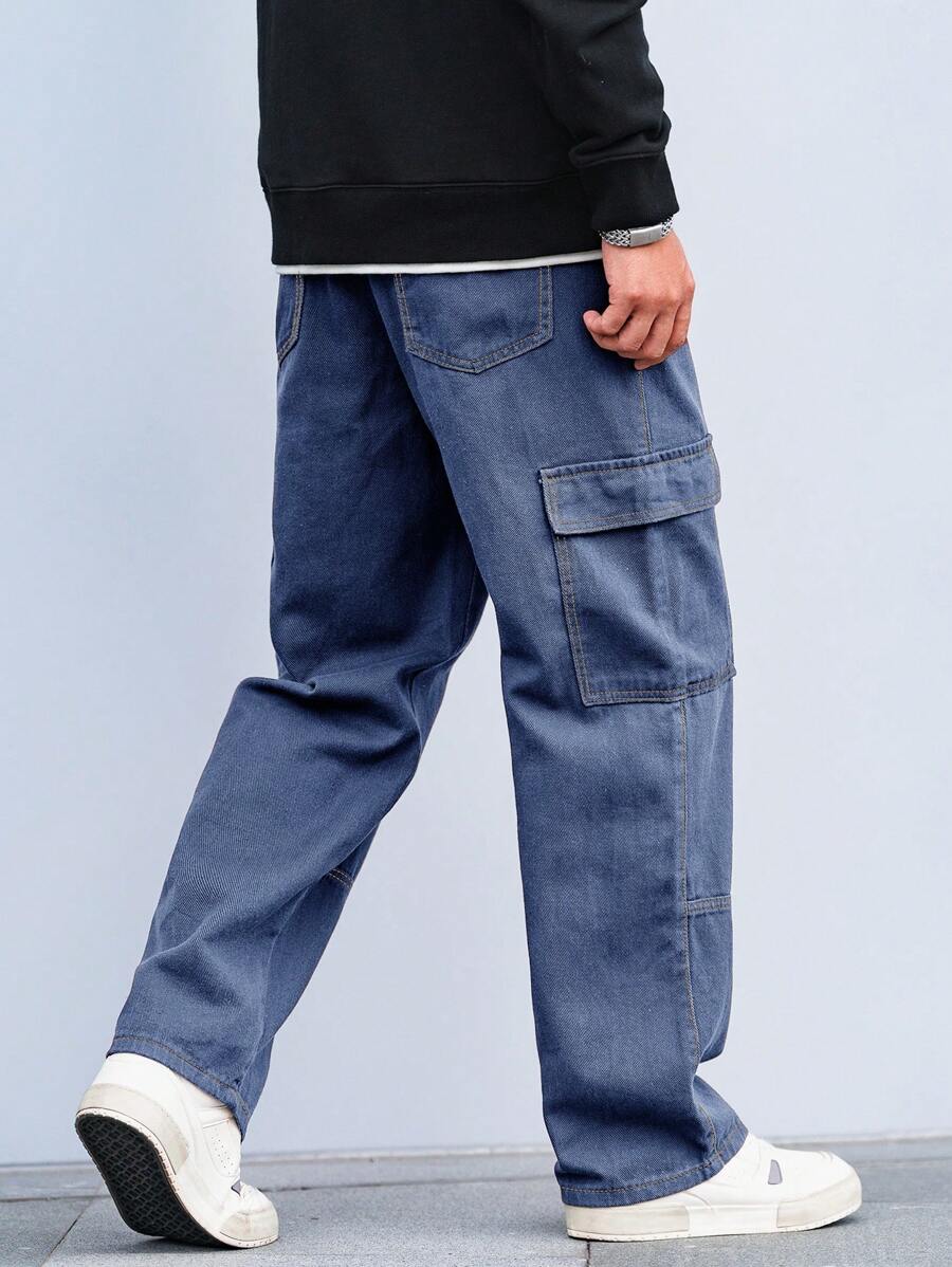 Pantalon cargo coupe ample avec cordon de serrage à la taille pour homme