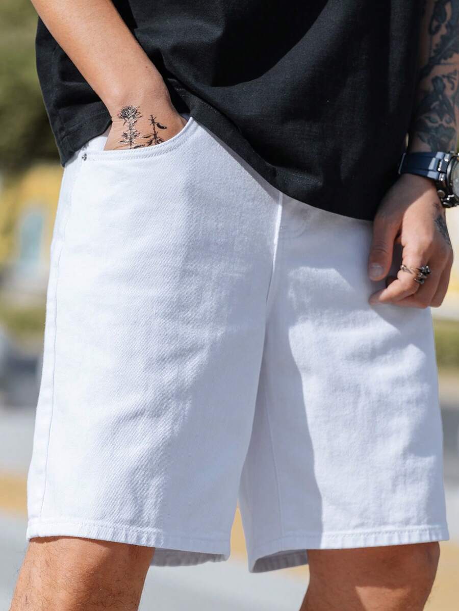 Bermuda large avec détails de boutons et de poches pour homme