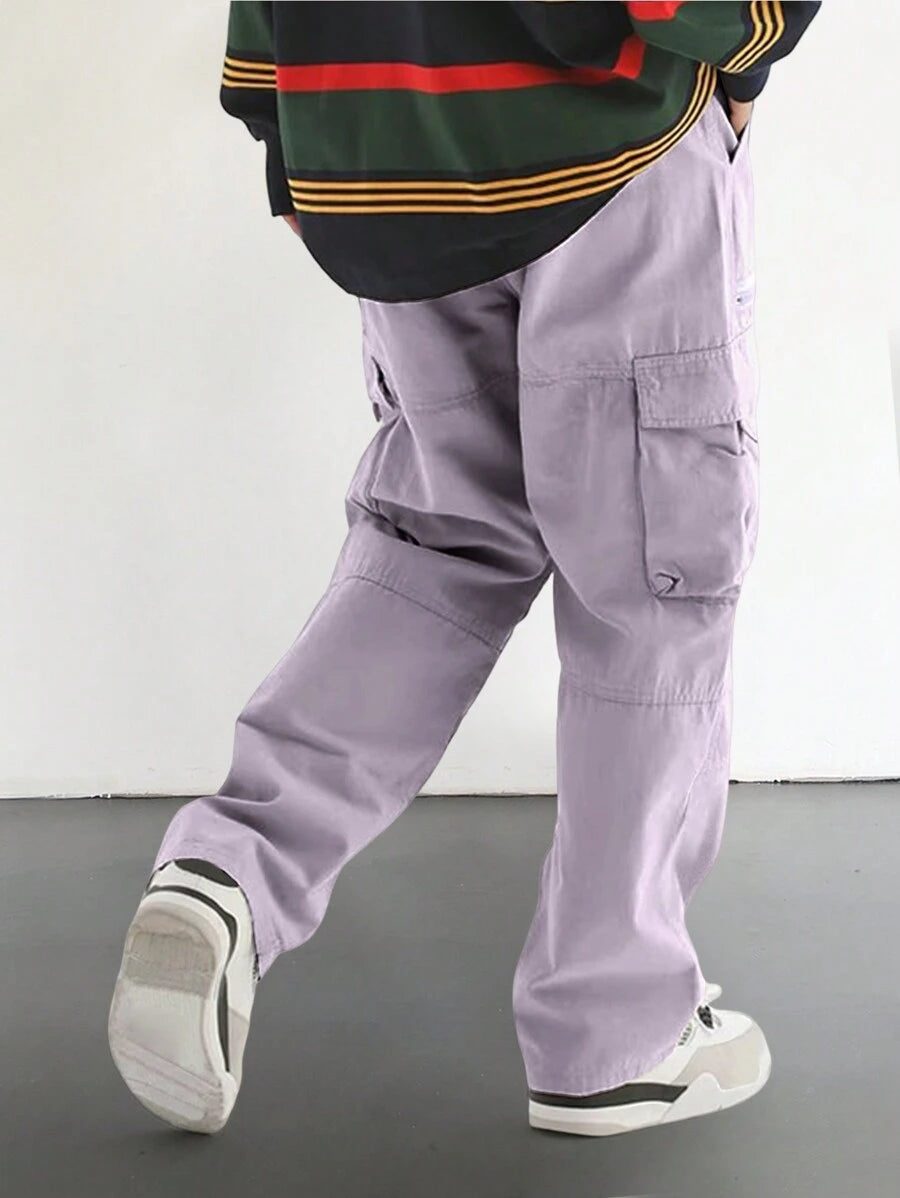 Pantalon cargo homme coupe ample avec poches rabat style décontracté