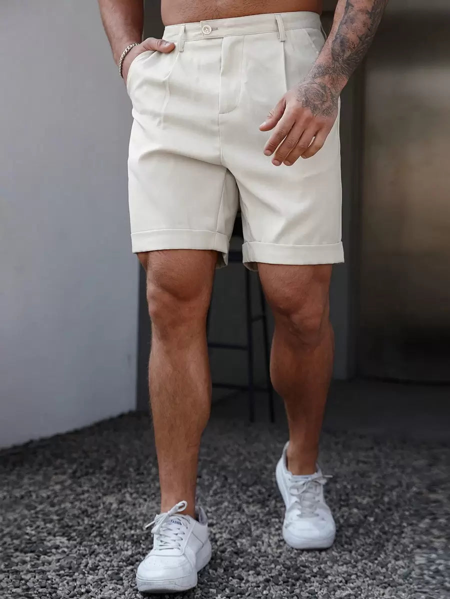 Bermuda coupe droite avec braguette boutonnée – Vêtements décontractés pour homme