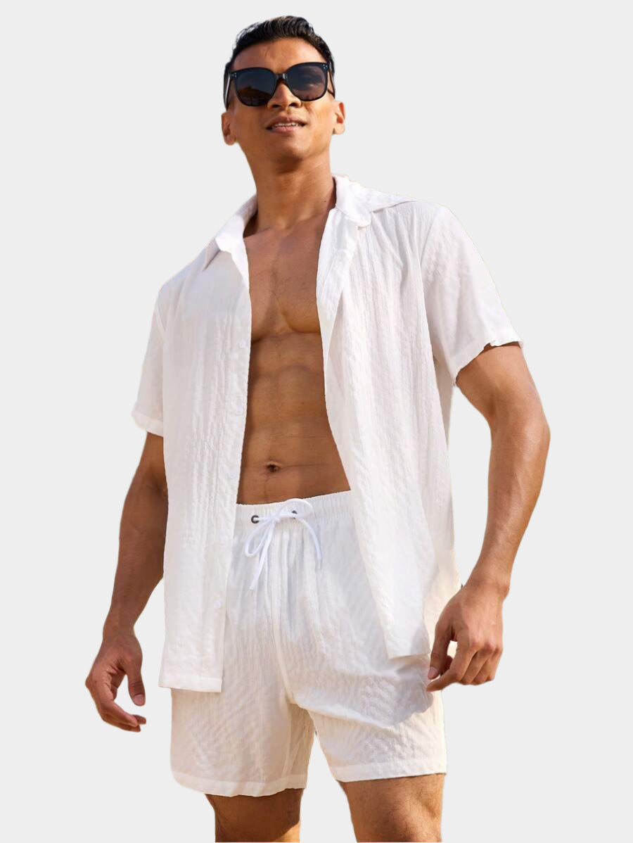 Décontracté et respirant deux ensembles pour homme, chemise et short