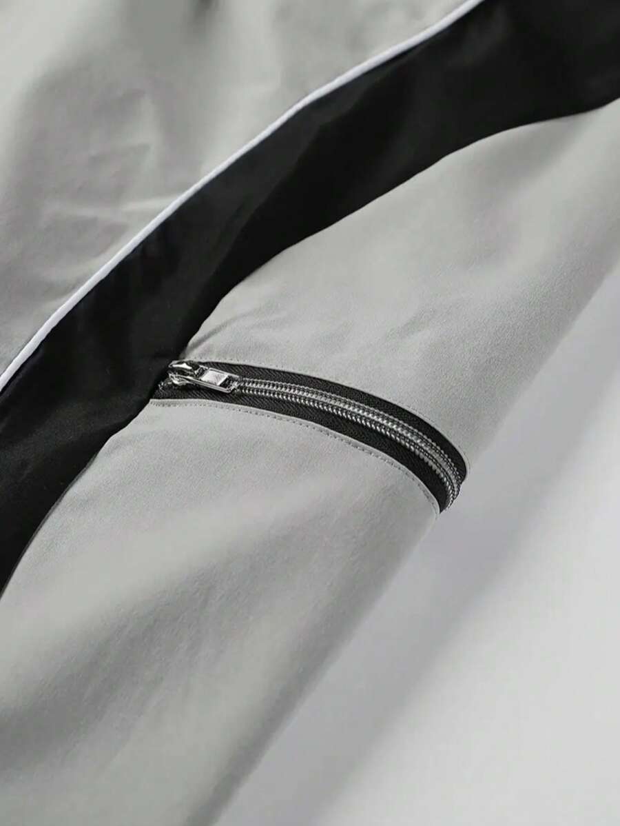 Pantalon de survêtement ample contrasté avec poches zippées – Streetwear homme