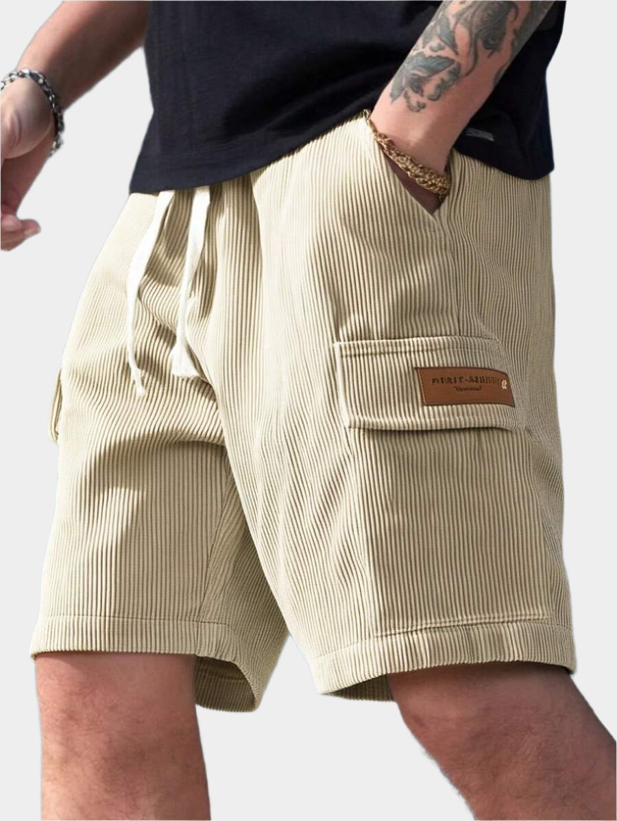 Short cargo en velours côtelé avec cordon de serrage pour homme – Utilitaire décontracté