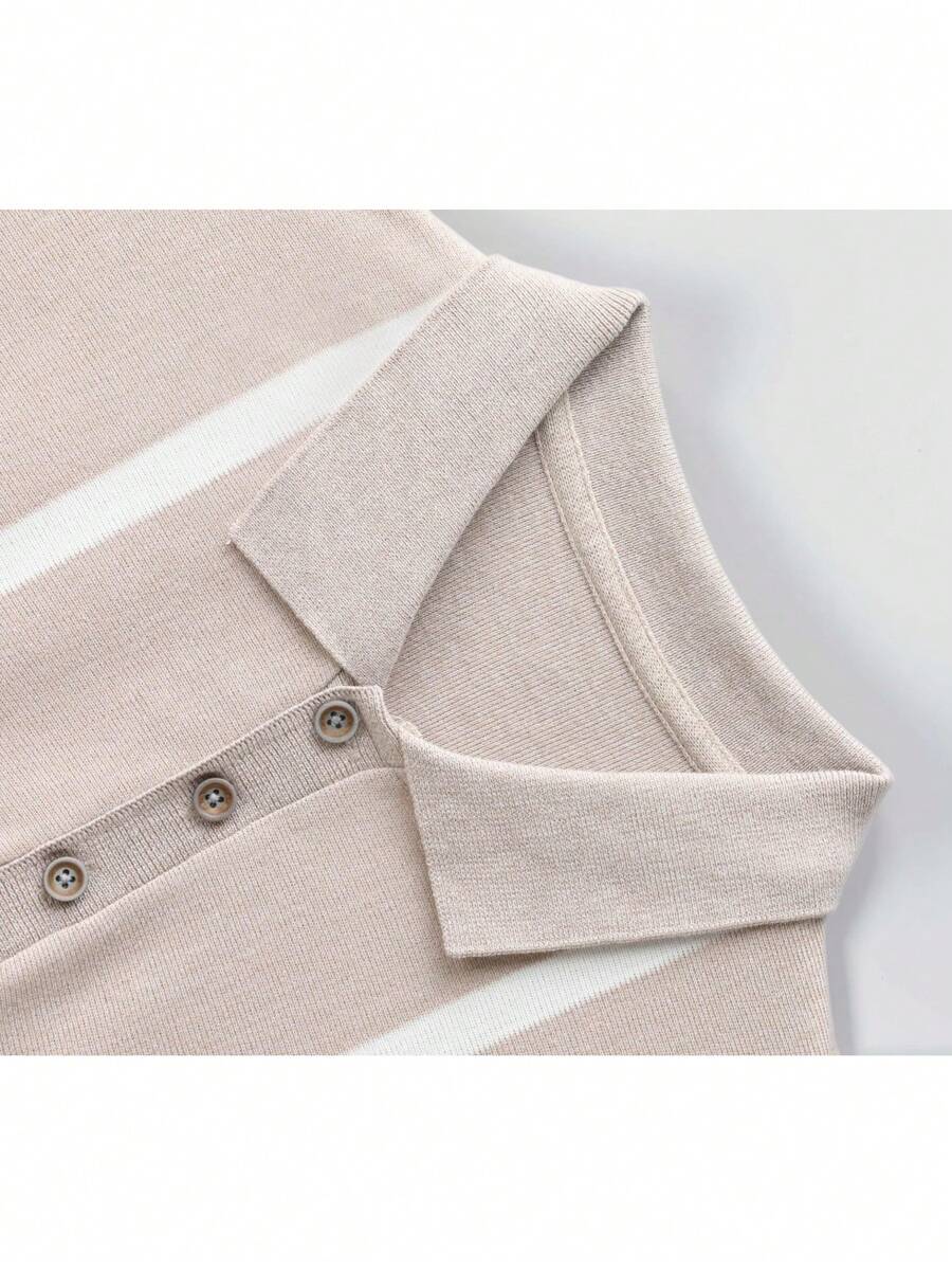 Chemise rayée légère en tricot à manches courtes, décontractée et tendance