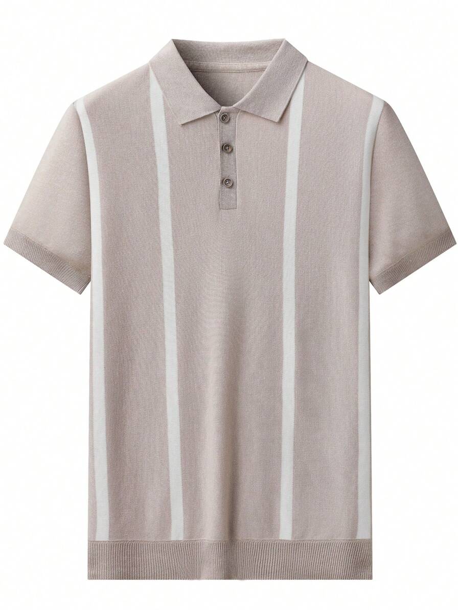 Chemise rayée légère en tricot à manches courtes, décontractée et tendance