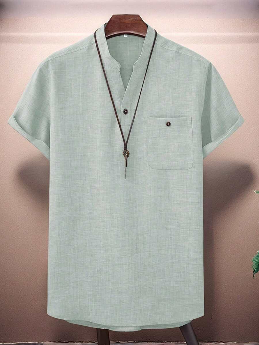 Chemise ample en lin avec poche – Streetwear léger pour homme