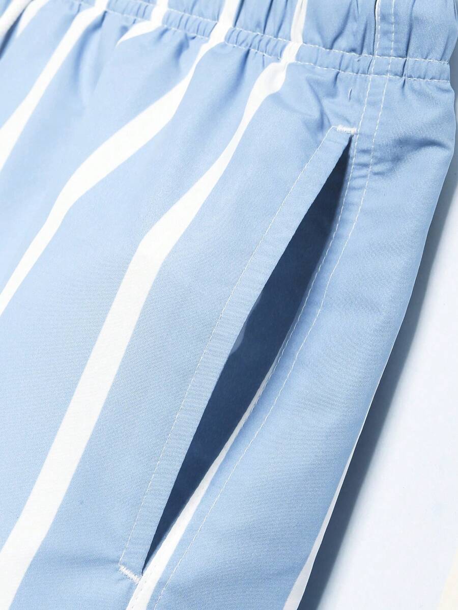 Short décontracté à rayures et taille élastique – Short à séchage rapide pour homme