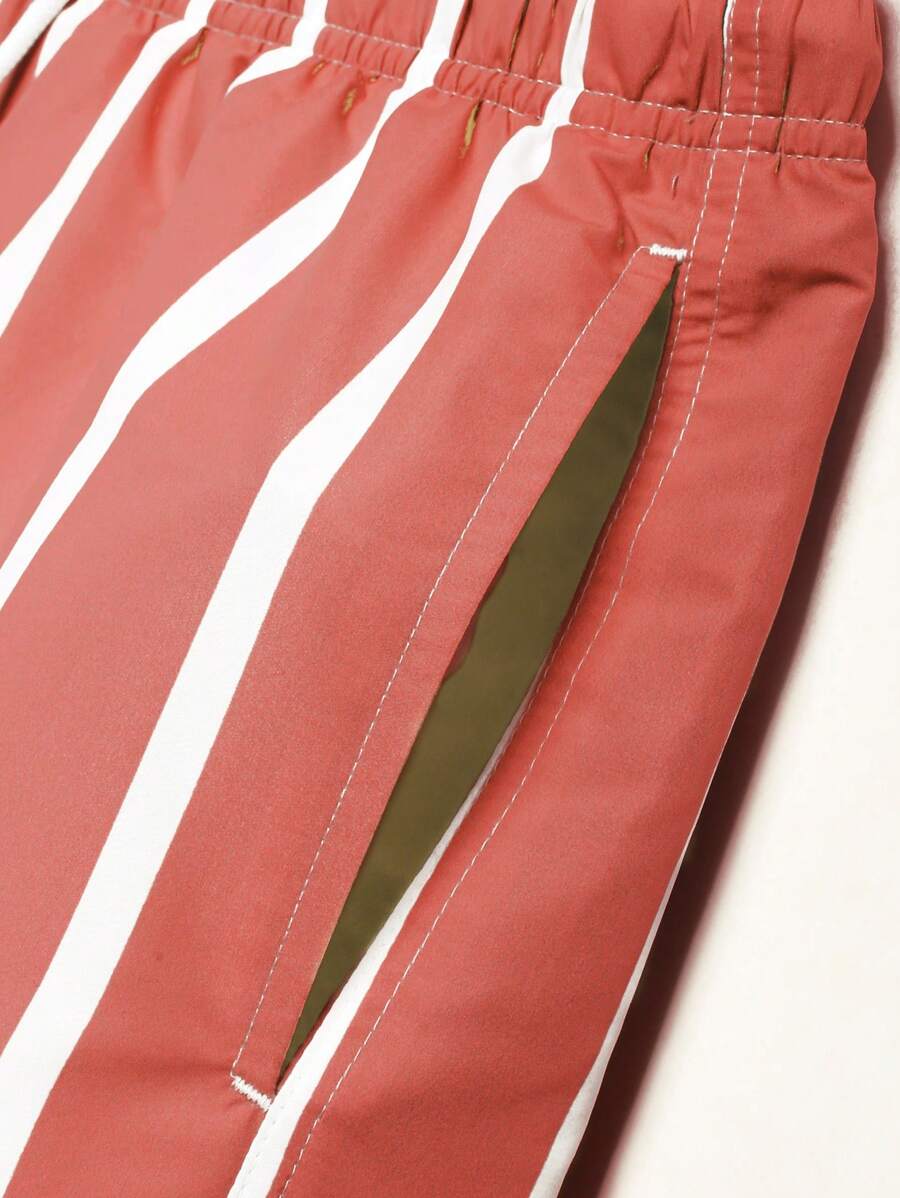 Short décontracté à rayures et taille élastique – Short à séchage rapide pour homme