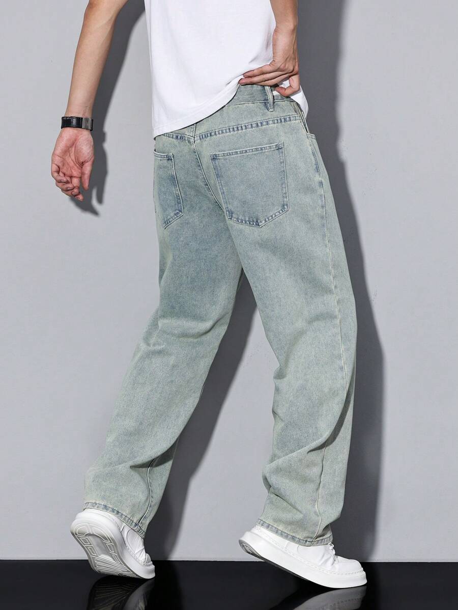 Pantalon ample droit pour homme – Denim décontracté à jambe large