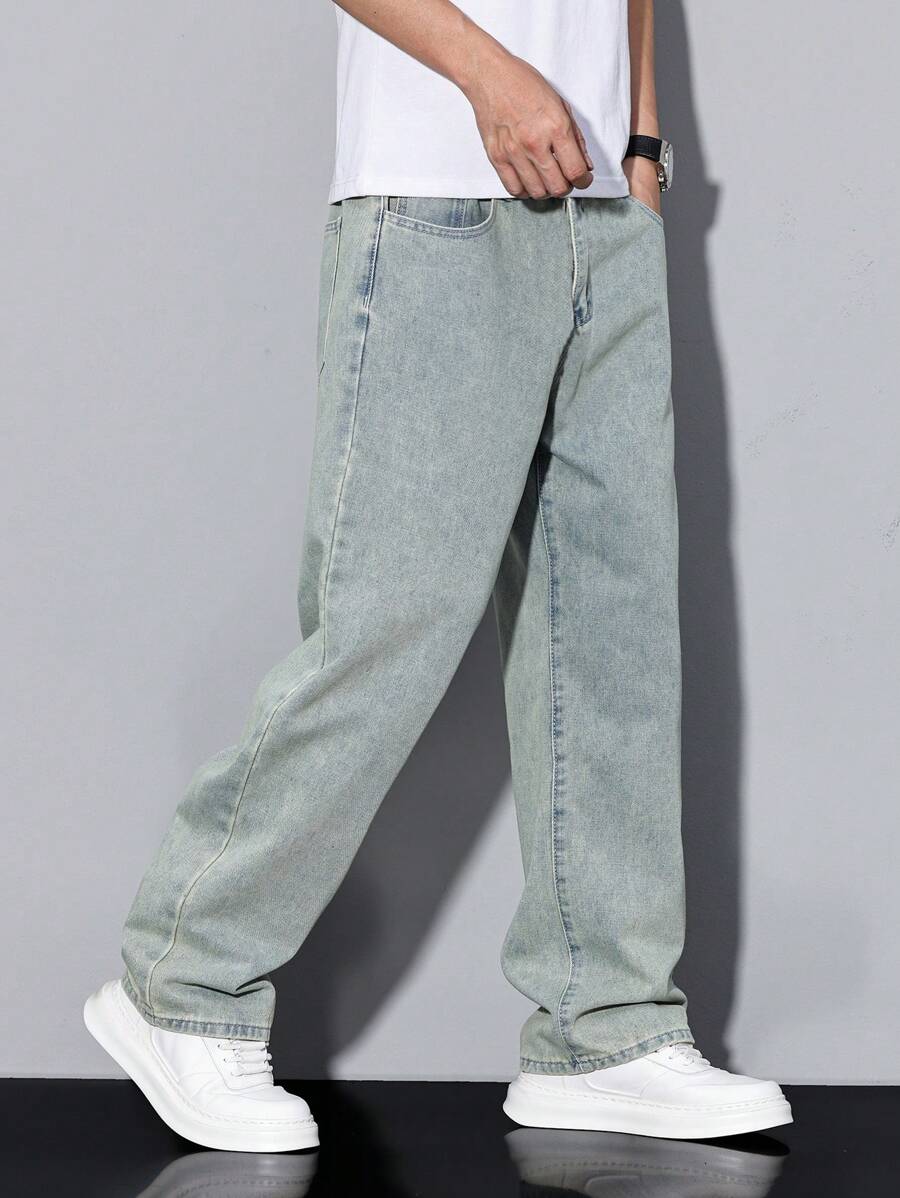 Pantalon ample droit pour homme – Denim décontracté à jambe large