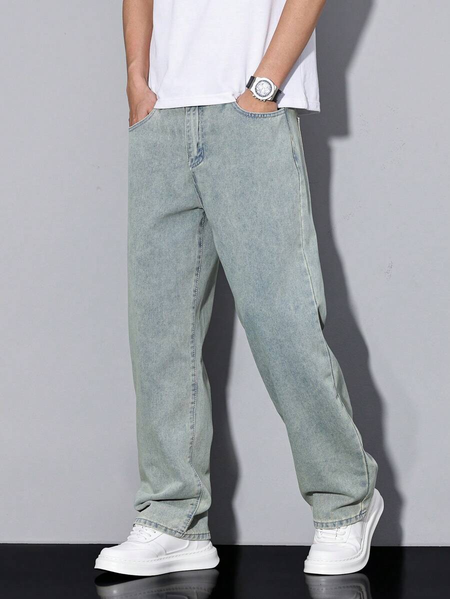 Pantalon ample droit pour homme – Denim décontracté à jambe large