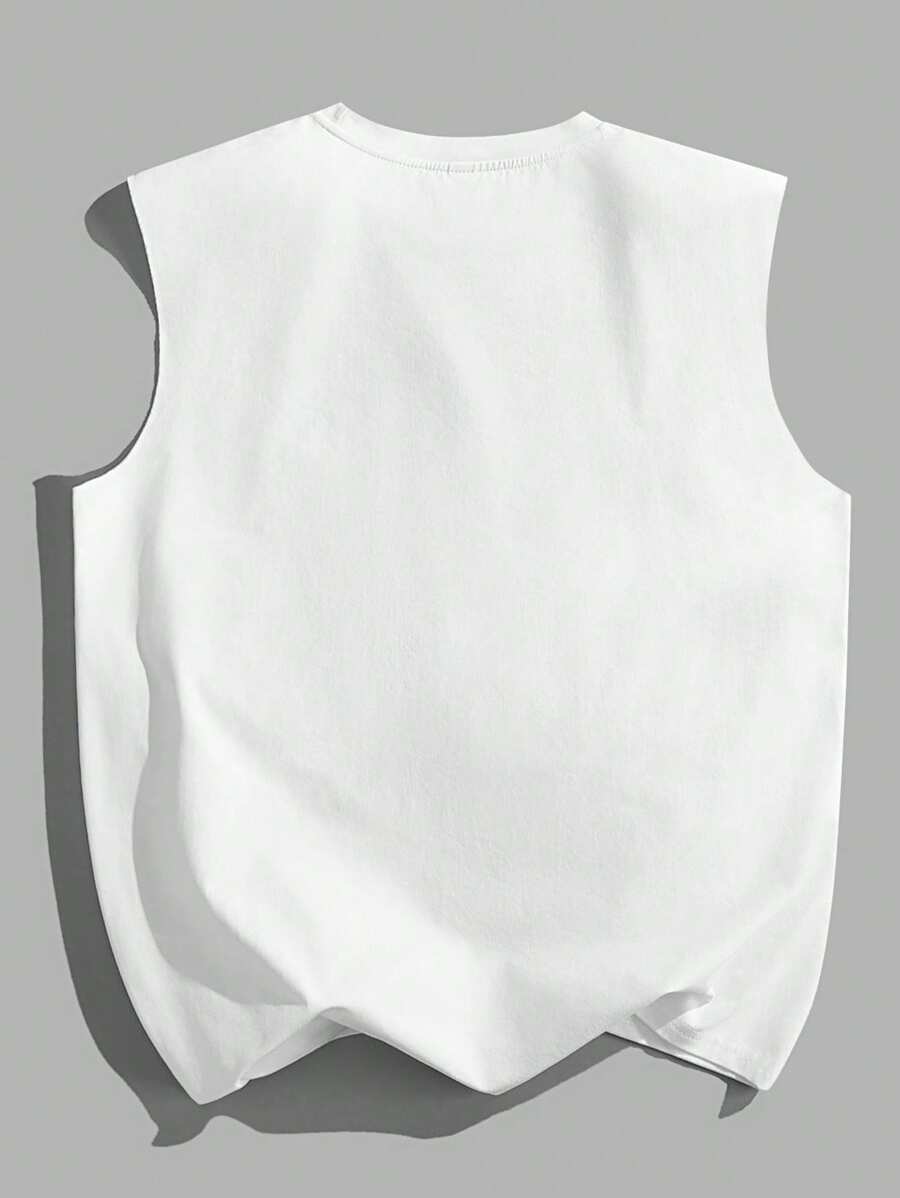 Chemise décontractée sans manches imprimée avec lettre graphique